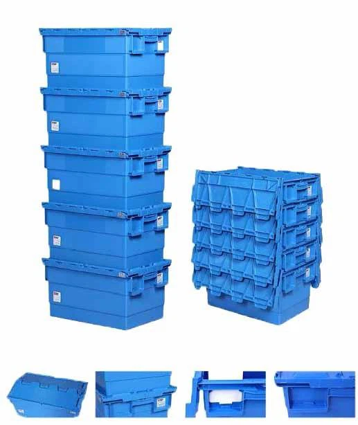 Plastic Tote Turnover Container Attached Lid
