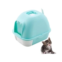 서랍이 있는 완전히 덮힌 고양이 화장실