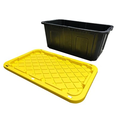 블랙 앤 옐로우 컬러의 터프 스토리지 토트